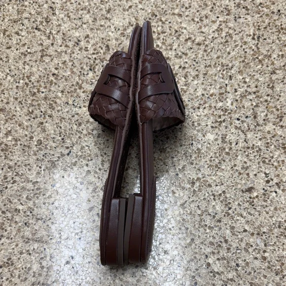 Lauren Ralph Lauren Alegra Woven Leather Brown Slide Sandals - Picture 7 of 10